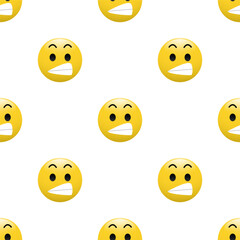 Yellow Head emoticon icon with Facial expressions, Seamless pattern on white background.