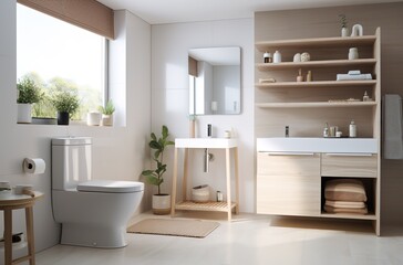 Fototapeta na wymiar modern bathroom interior with furniture