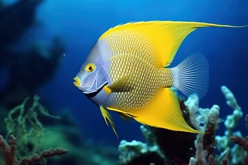 Beautiful angelfish in the ocean.