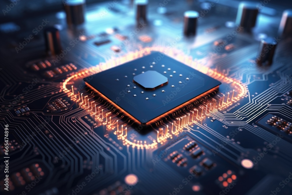 Aufkleber close-up of computer chip on circuit board