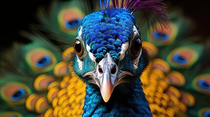 close up of peacock head