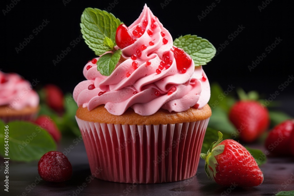 Poster appetizing cake. background with selective focus and copy space