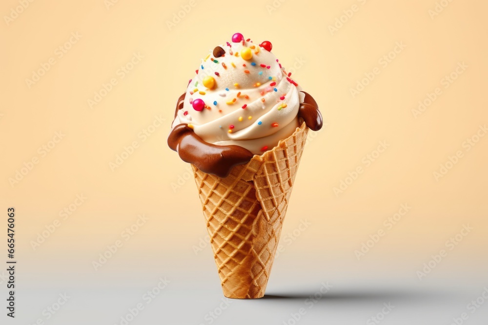 Poster appetizing ice cream. background with selective focus and copy space