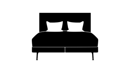 Twin bed, black isolated silhouette