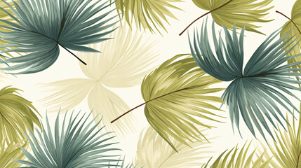 Fototapeta na wymiar Fan palm tropical leaves