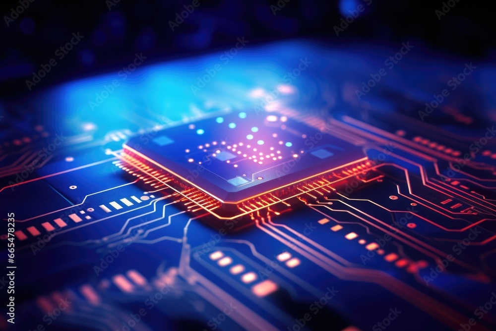 Poster close up of computer chip on circuit board