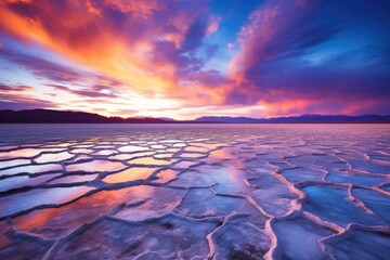Dramatic sunset over Salt Lake in California, United States, Great Salt Lake Utah amazing travel picture, AI Generated - obrazy, fototapety, plakaty