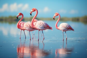 Greater flamingo Phoenicopterus roseus, Grilled meat barbecue steak on wooden cutting board with rosemary, AI Generated - obrazy, fototapety, plakaty