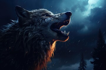 Fototapeta premium Close Up of Open-Mouthed Wolf