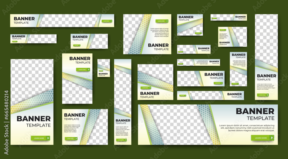 Poster business web banners template design with image space. vector