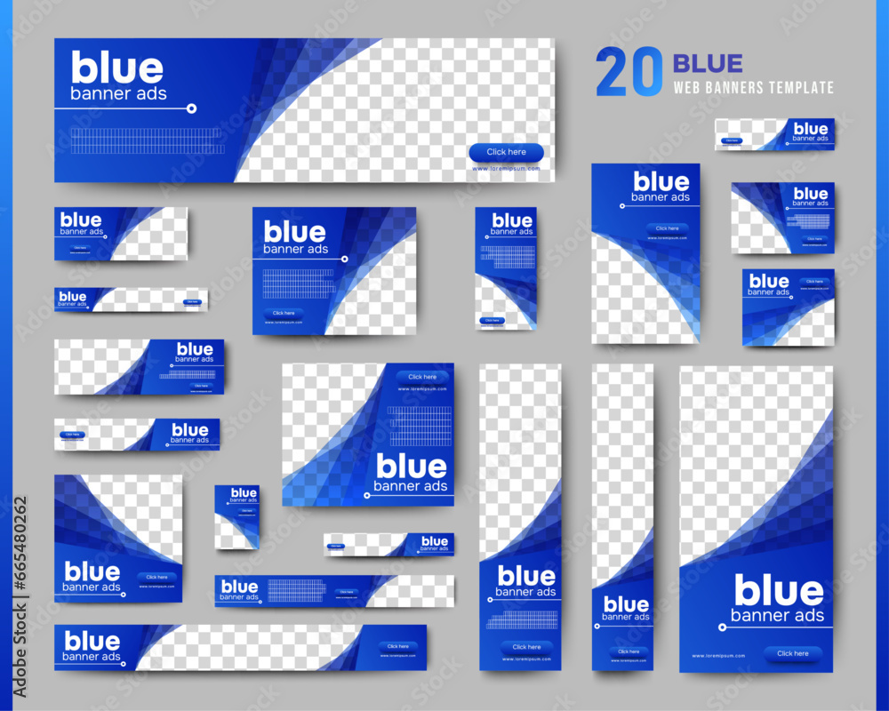 Canvas Prints creative web ad banner template design with blue background. vector
