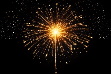 Fireworks on black background. New Year's Eve. Vector illustration, Happy New Year written with Sparkle firework on Black background, AI Generated