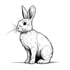 illustration of black and white rabbit