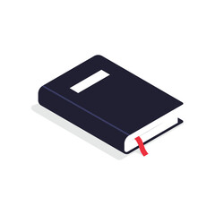 Vector illustration in isometric style. Blue book, top view