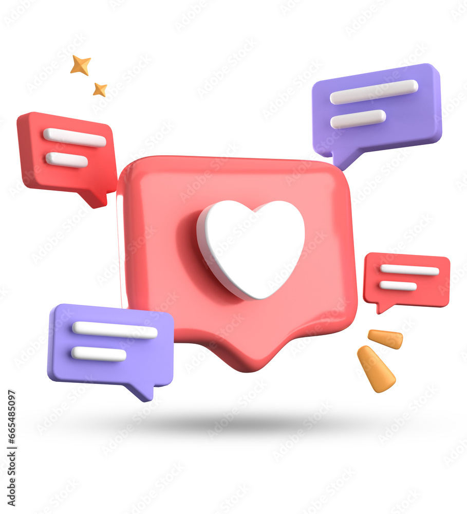 Poster 3d rendering of speech bubble, 3d pastel chat with symbol icon set.