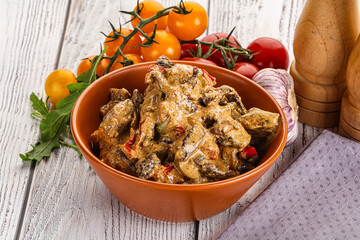 Roasted beef with cream sauce