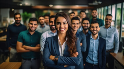 Obraz premium Confident and successful businesspeople group standing at office.