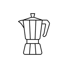 Moka coffee pot line icon on white background