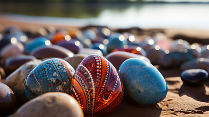 Beautiful colorful colored stones, colorful stones for decoration.	