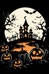 Terrifying cartoon vector: Simple yet haunting black and white silhouette.