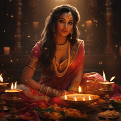 Indian woman Diwali celebration