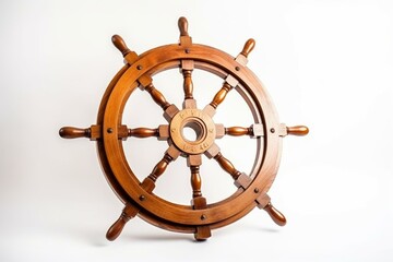 Isolated ship wheel on white background. Generative AI