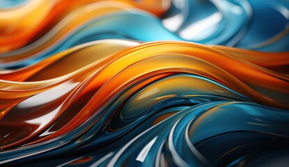 3D wave shiny glass, background wallpaper yellow and blue blank bend soft