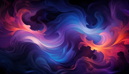 Cercles muraux Ondes fractales rainbow metal wave illustration, background wallpaper bright colors blue purple black and pink, with reflection