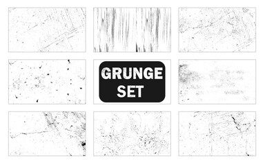 Collection of urban grunge textures. Abstract vector background in black and white color. Dirty and grungy paint on old wall.