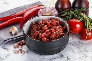 Red canned beans in the bowl