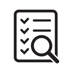 Checklist magnifier assessment icon. Document check icon vector illustration.