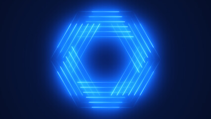 Fototapeta premium Glowing neon blue lines. Abstract futuristic technology background.