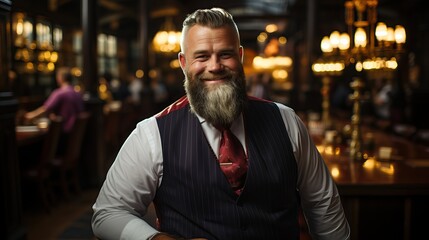 Obraz premium A plus-size man with a rugged beard and formal attire