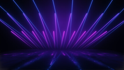 Fototapeta na wymiar Abstract futuristic background with neon blue and purple glowing lines
