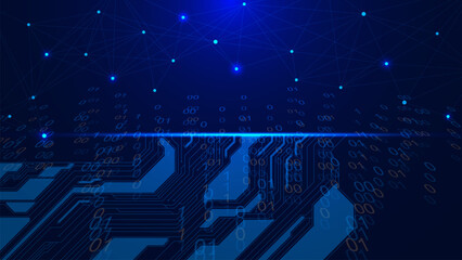 Cyber technology concept with electronic circuit board. Digital technology world background design.