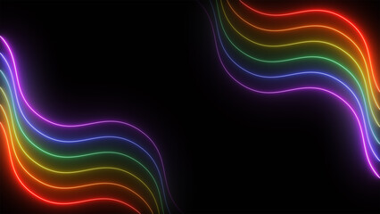 3d render, Abstract colorful neon background with glowing lines
