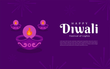 Naklejka premium Flat background for diwali festival celebration banner