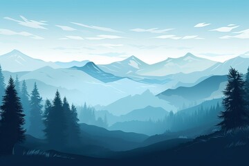 winter forest snow slope backgrounds, landscapes, simplistic cartoon, mountainous vistas