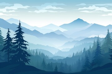 winter forest snow slope backgrounds, landscapes, simplistic cartoon, mountainous vistas