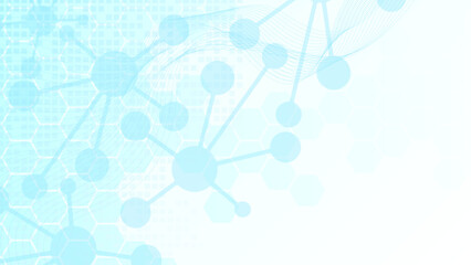 Abstract hexagon shapes with molecular structure for medical, chemistry and science concept background.