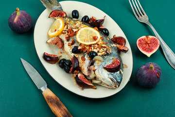 Tasty roasted dorado or gilt head bream fish