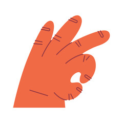 Obraz premium Cartoon hands abstract drawn comic. Set of Hand color different signs, gestures and symbols. Palm and fingers. Modern flat style. Vector illustration isolated on background