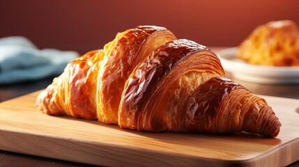 croissant on wooden board