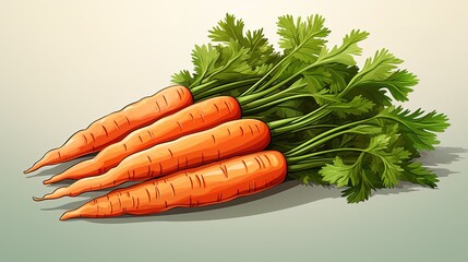 illustration of  carrots  with leaves  isolated on a white background