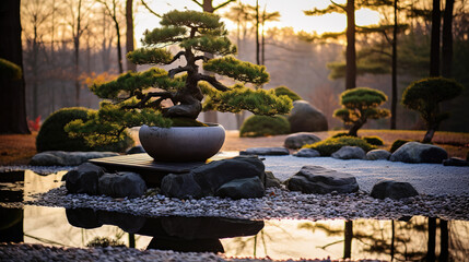 Japanese zen garden. Generative Ai. - obrazy, fototapety, plakaty