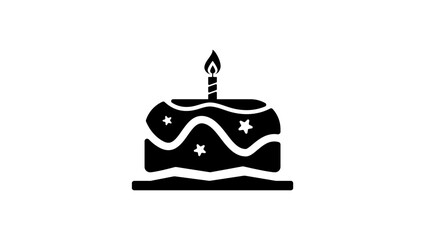 birthday cake, black isolated silhouette