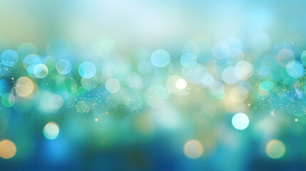 Abstract bokeh background with green and blue hues