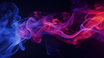 Multicolored smoke on black background. Pink, red, orange, blue and purple colors - obrazy, fototapety, plakaty