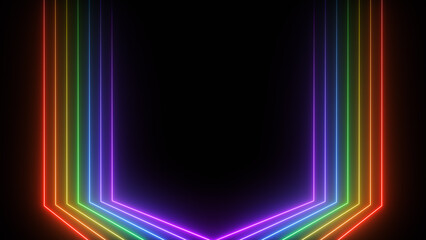 3d render, Abstract colorful neon background with glowing lines