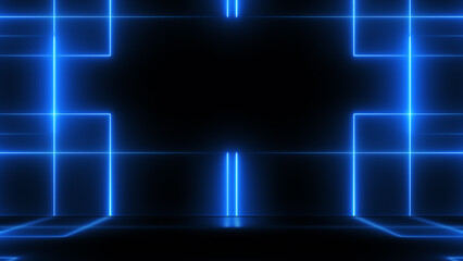 Abstract light neon blue laser beams technology background